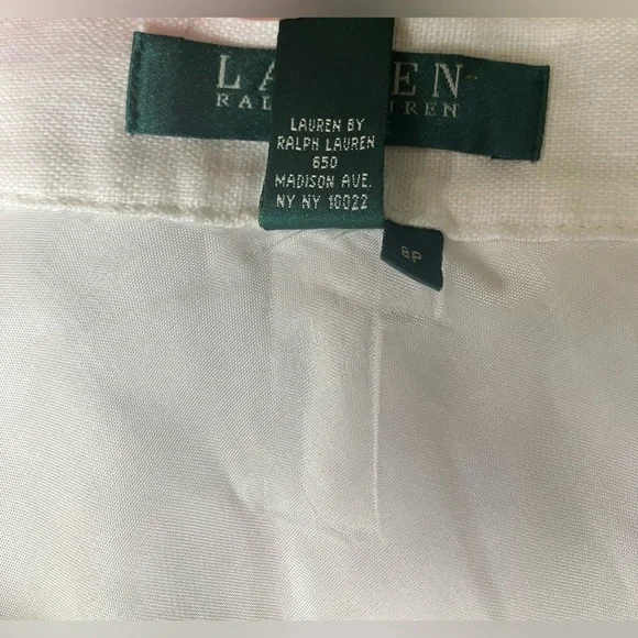 Lauren Ralph Lauren NWT 100% Linen White Midi Flared A Line Skirt Women’s 8P - Picture 6 of 10